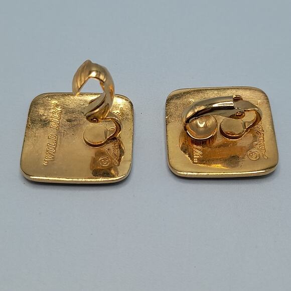 Vintage Laurel Burch Pink Enamel Wild Lily Clip Earrings - Picture 11 of 11